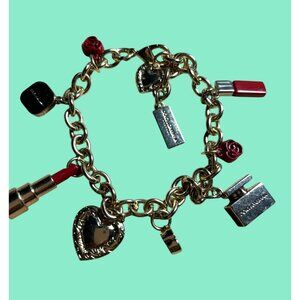 Dolce & Gabbana Gold-Tone Charm Bracelet With Lipstick & Heart Pendants